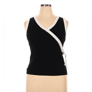 Cable & Gauge Size S Sleeveless, v-neck, solid, black and white stripes